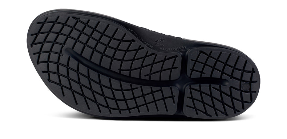 OOFOS Women's OOmega OOahh Luxe Recovery Slide Sandal - Latte